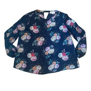 Philosophy Black Floral 3/4 Sleeve Blouse Women’s Size Large